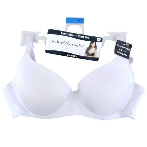 2 Bobbie Brooks Demi Tshirt Bras Size 34C Black White - Picture 3 of 11